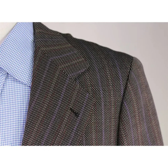 Bespoke Custom Black w/ Purple Stripes Polka Dot Sportcoat Blazer 40S - Picture 4 of 7